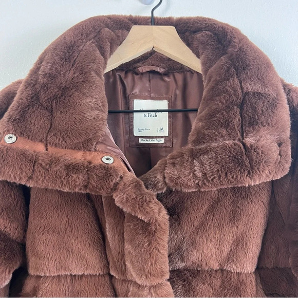 Abercrombie & Fitch Brown Faux Fur Mini Puffer - Picture 9 of 11